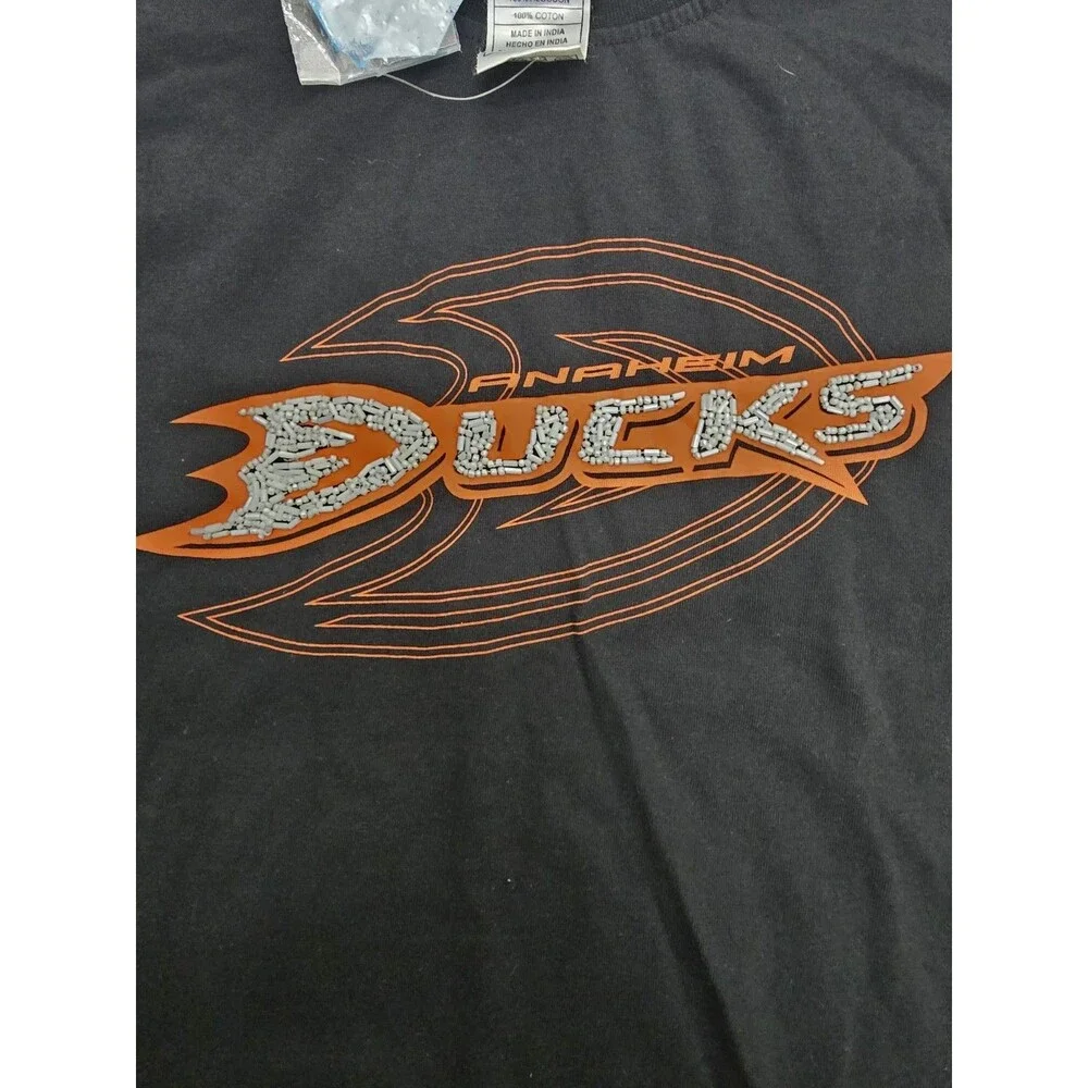 Reebok NHL Anaheim Ducks Earthquake Graphic T-Shirt Black Women's Size XL